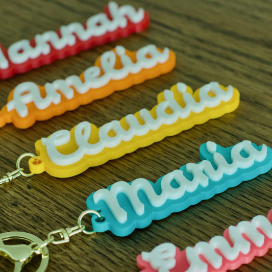 Llavero Personalizado con Nombre, Adorno para Bolso o Mochila, Colores Pastel — Regalo para Boda / Comunión