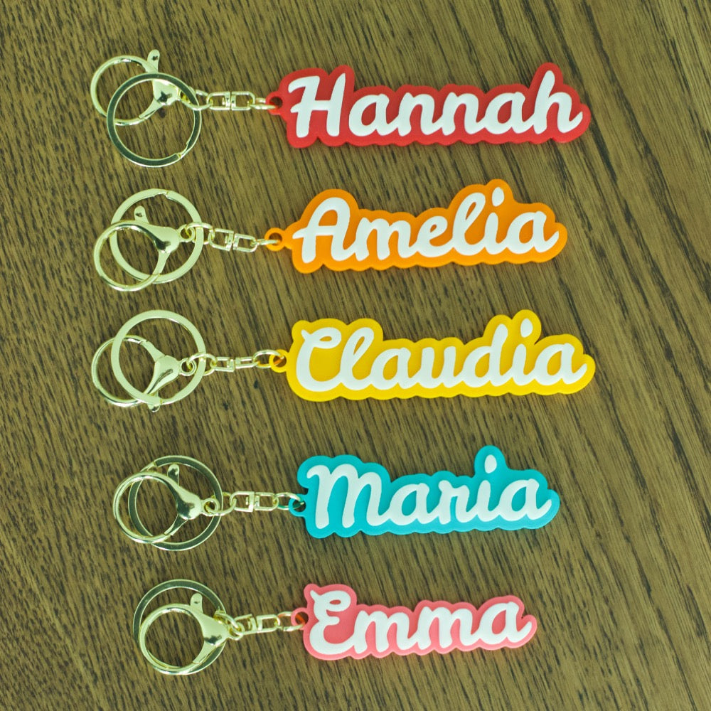Llavero Personalizado con Nombre, Adorno para Bolso o Mochila, Colores Pastel — Regalo para Boda / Comunión
