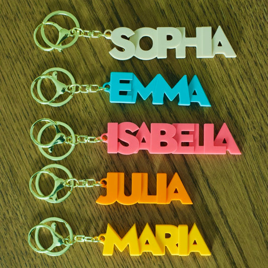 Llavero Personalizado con Nombre, Adorno para Bolso o Mochila, Colores Pastel — Regalo para Boda / Comunión