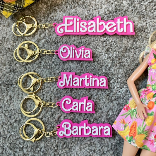Llavero personalizado de Barbie - ¡Tu nombre en rosa!