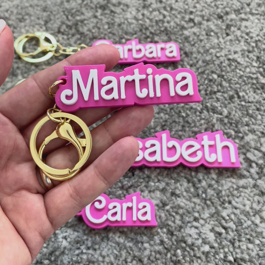 Llavero personalizado de Barbie - ¡Tu nombre en rosa!