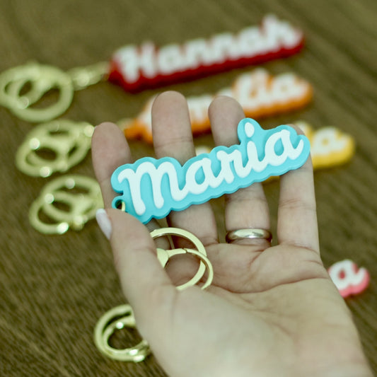 Llavero Personalizado con Nombre, Adorno para Bolso o Mochila, Colores Pastel — Regalo para Boda / Comunión